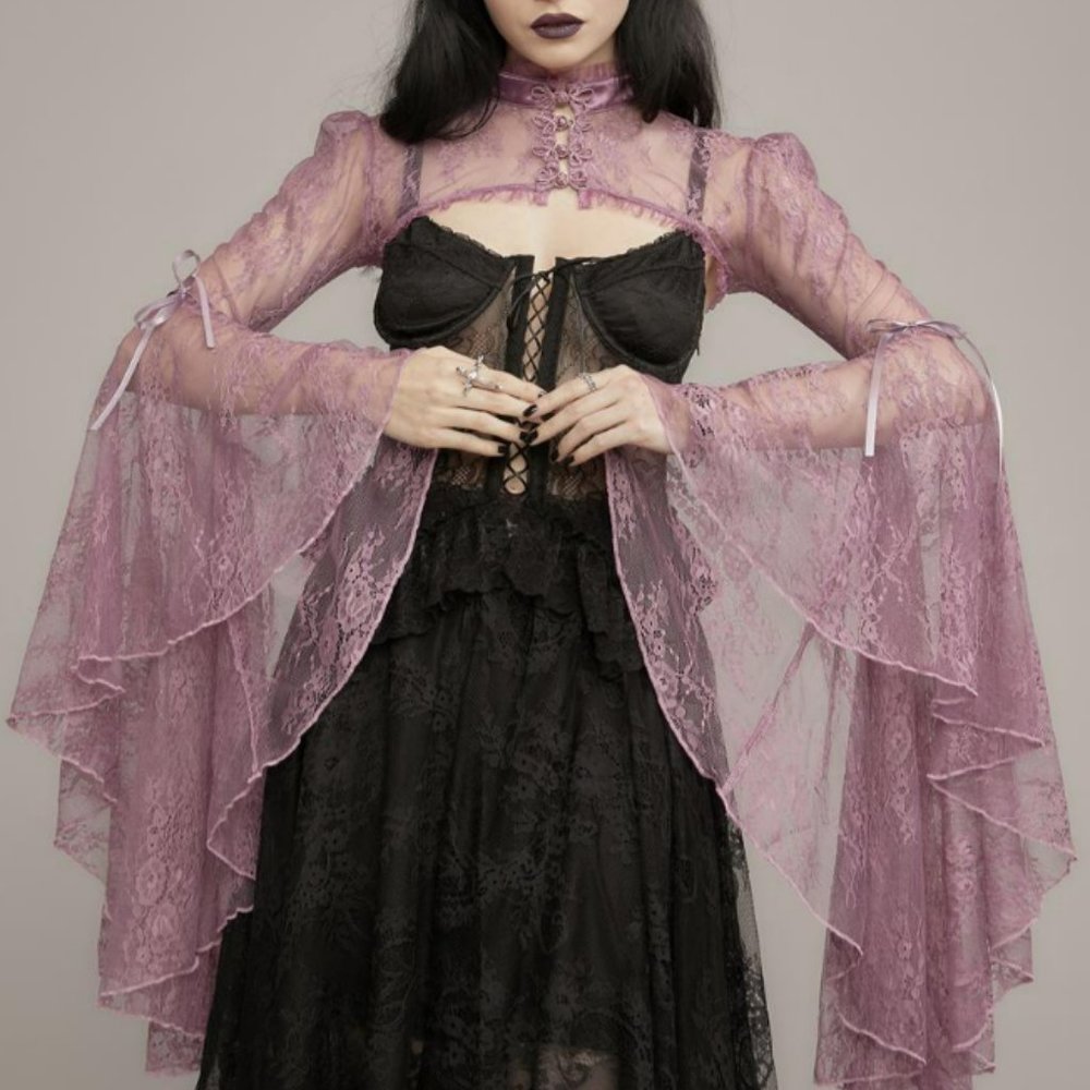 Mauve Dusk Before Dawn Lace Shrug